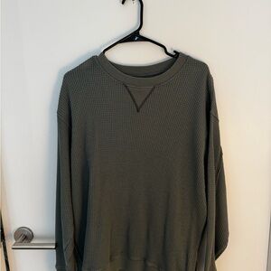 Aerie Sweat Waffle Crew Neck Sweatshirt - Hunter green